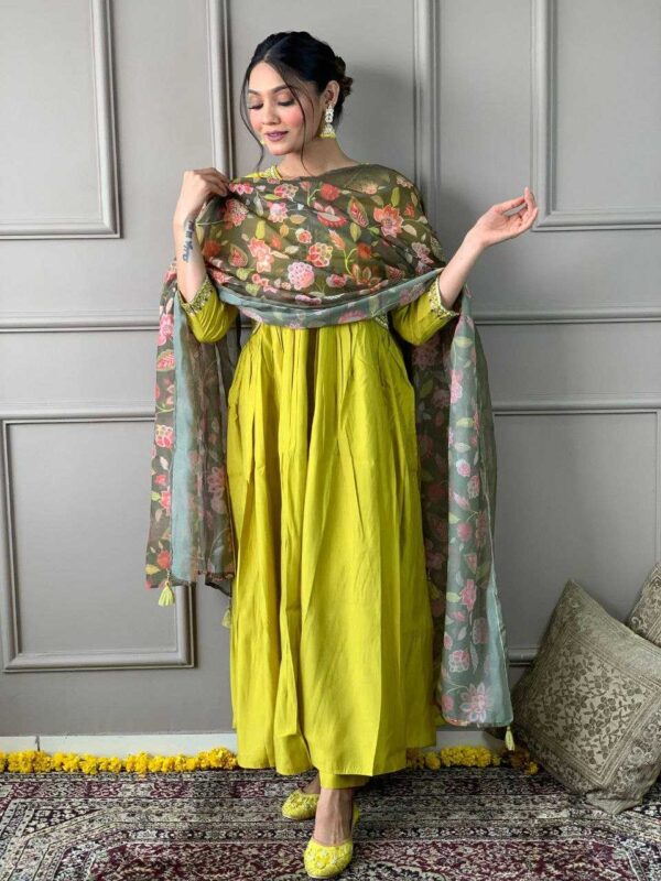 Viscose Chanderi Suits - Alia Cut Haldi Outfits - Image 2