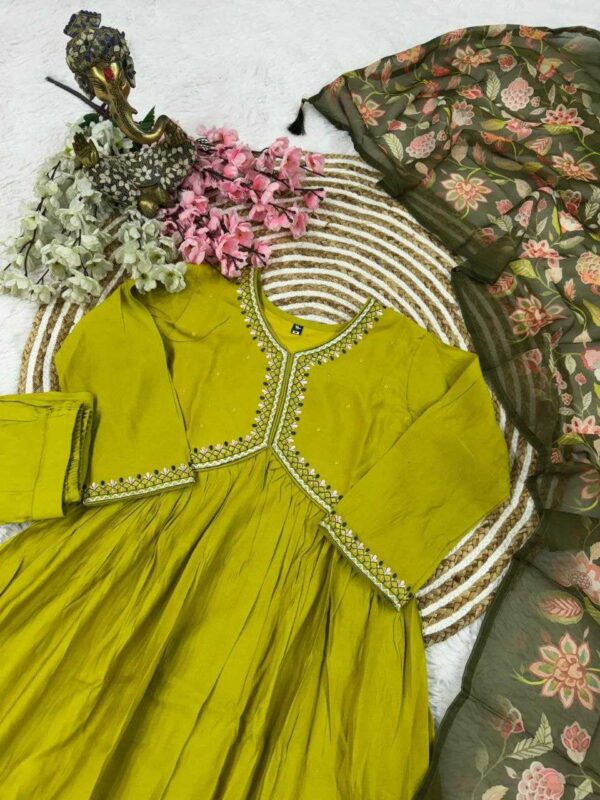 Viscose Chanderi Suits - Alia Cut Haldi Outfits - Image 3