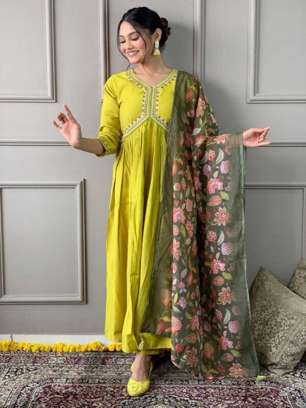 Viscose Chanderi Suits - Alia Cut Haldi Outfits - Image 6