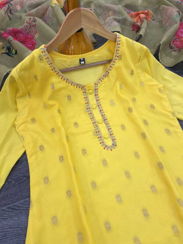 Viscose Chanderi Suits - Yellow Haldi Outfits & Designer Salwar - Image 2