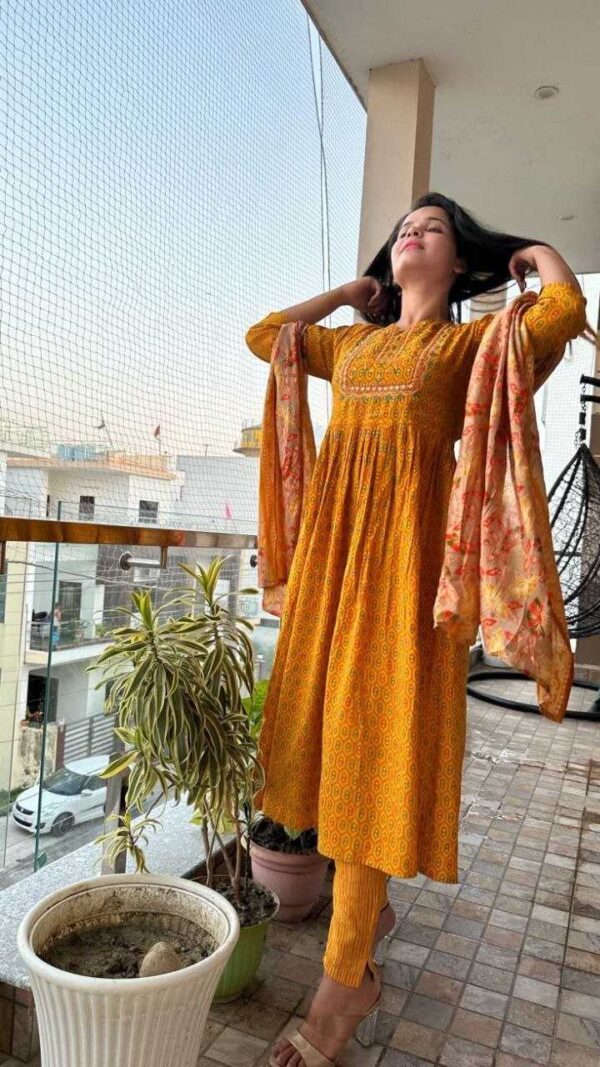 Viscose Chanderi Yogita Suits & Dresses | Printed Yellow Salwar Haldi Outfits