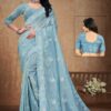 Gold Crush Designer Stone Wedding Saree